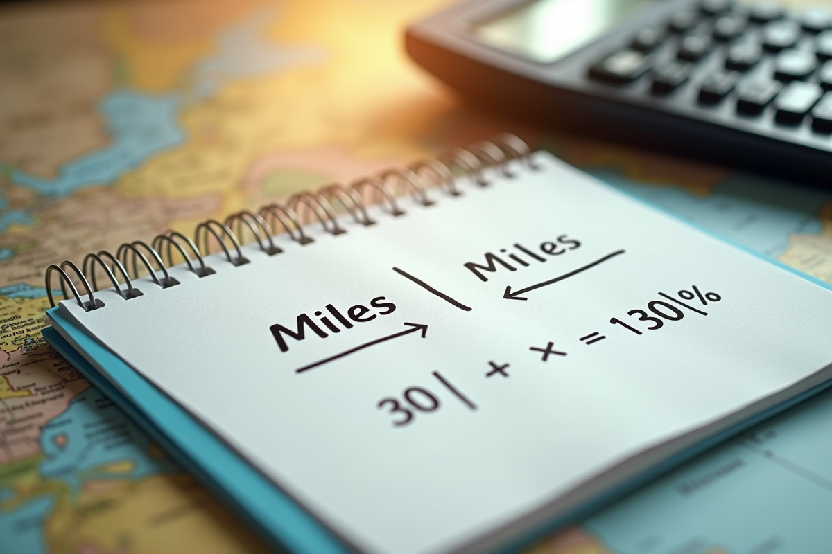 Bureau avec calculatrice et formules de conversion miles kilometres