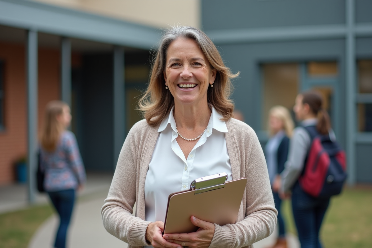 Enseignante en extérieur avec le curriculum Cycle 5