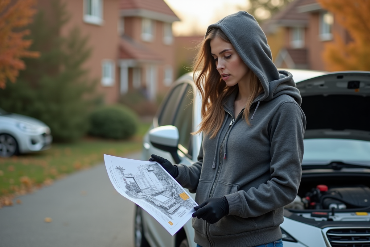 Femme consulte un manuel de réparation à l