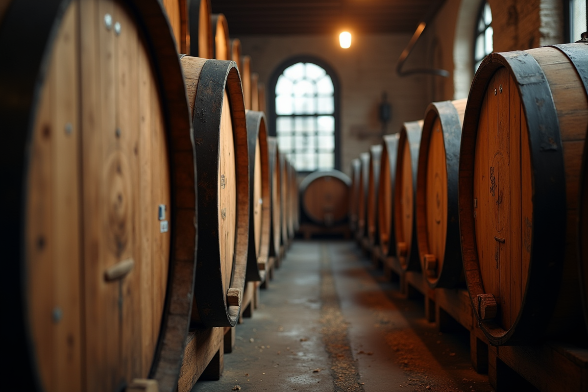 Fûts en bois dans une brasserie belge ancienne