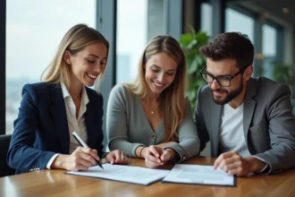 Investisseur consultant un expert en immobilier pour un projet locatif