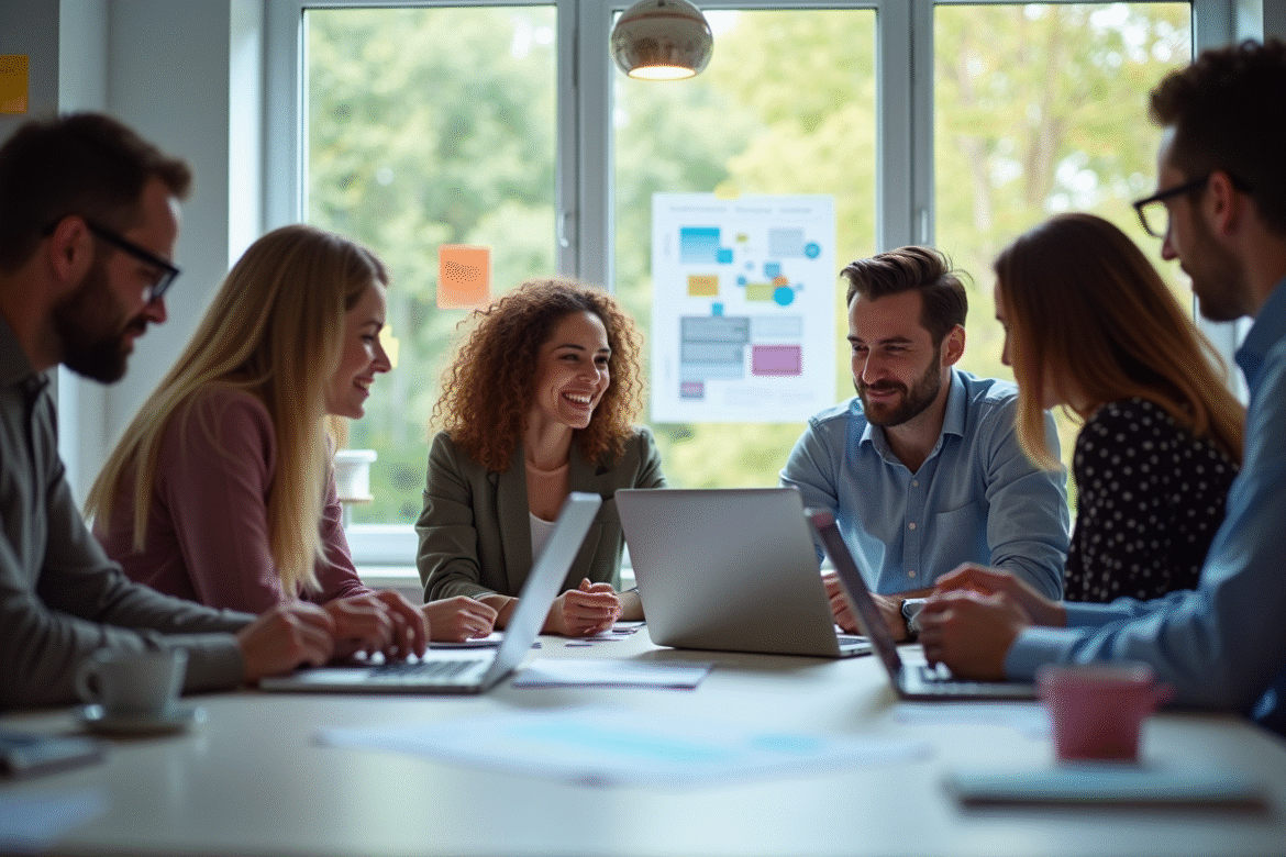 Groupe de professionnels du marketing en brainstorming