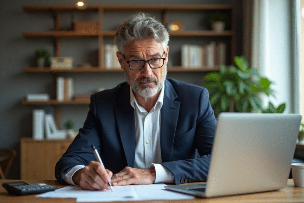 Homme fonctionnaire en costume dans un bureau moderne