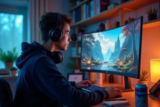 Joueur concentré devant son écran farming des kamas dans le Royaume d'Encre sur Dofus