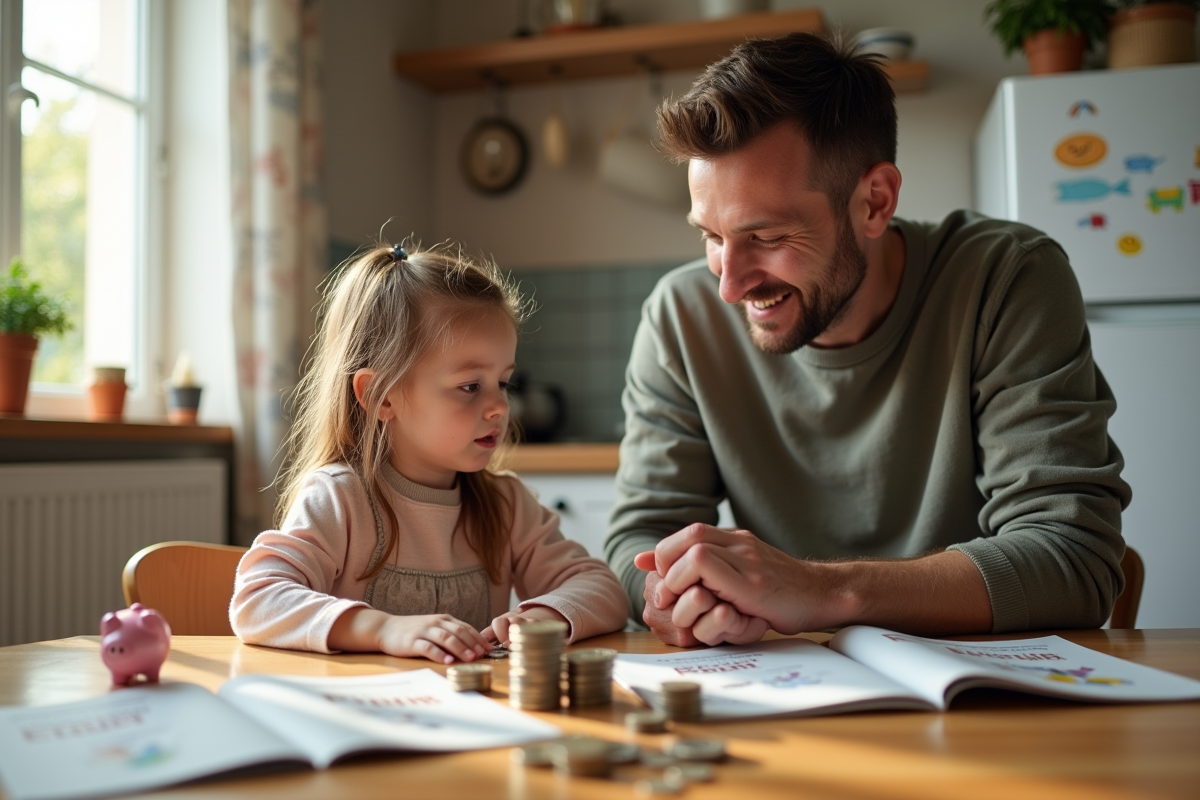 Père et fille discutant d